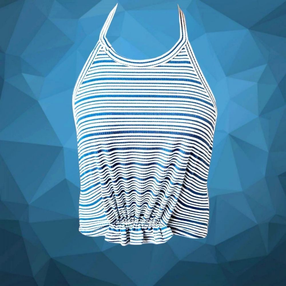 NSR Women's Stripped Ruched Halter Neck Top Size Large